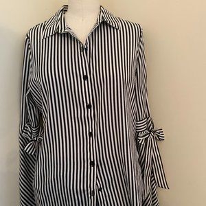 Karl Lagerfeld Paris Striped Bow-Sleeve Blouse